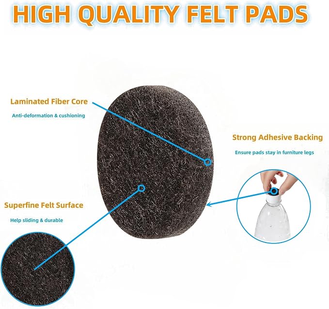 Felt Furniture Pads for Hardwood Floors 129 Piece, Furnigear Anti Scratches - Image 3