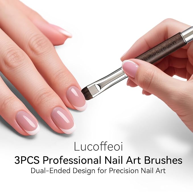 Nail Art Clean Up Brushes, Dual-End French Tip Brush 3PCS Set - Image 7