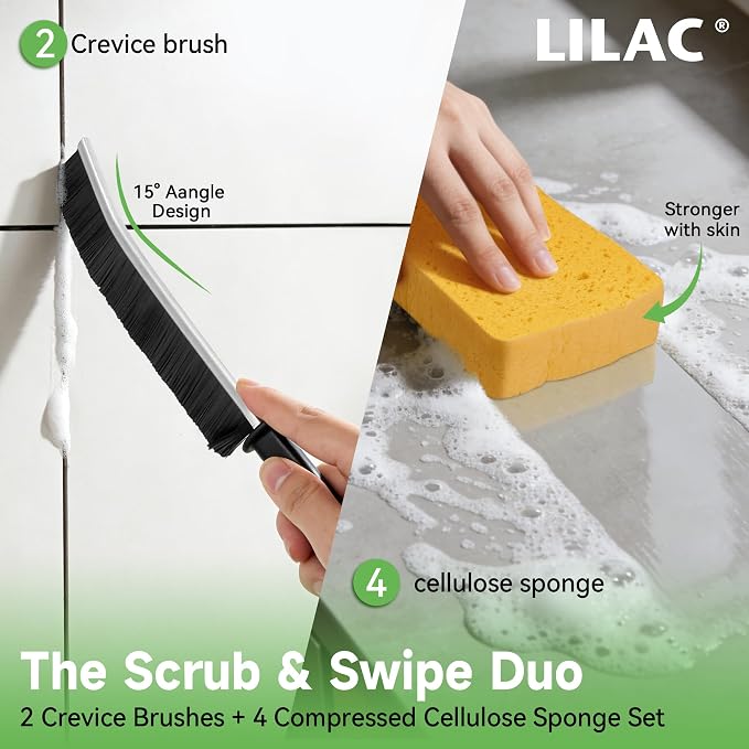 LILAC 6 Pcs Deep Cleaning Set: 2 Pack Stiff-Bristle Crevice Cleaning Brushes & - Image 6