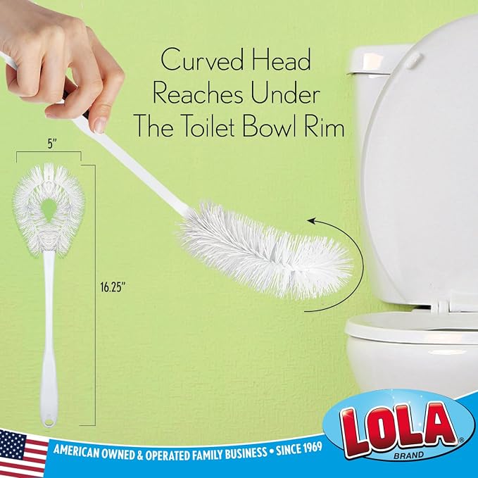 LOLA Toilet Bowl Brush w/Curved Head, 36 Pack, Coated Wire, Durable Poly - Image 2
