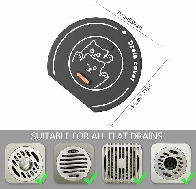 2-in-1 Shower Drain Hair Catcher & Bathtub Drain Cover, Odor-Proof Silicone - Image 2
