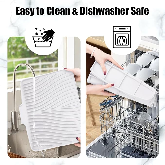 Silicone Dish Drying Mat for Kitchen Counter, Non-Slip Drain Pad - Image 6