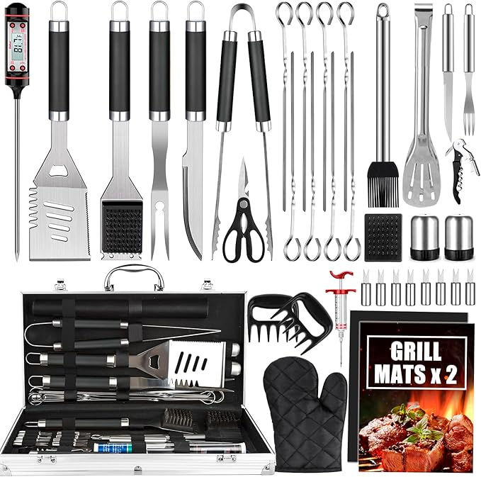 BBQ Grill Accessories Set, Thermometer, Grill Mats by Cifaisi