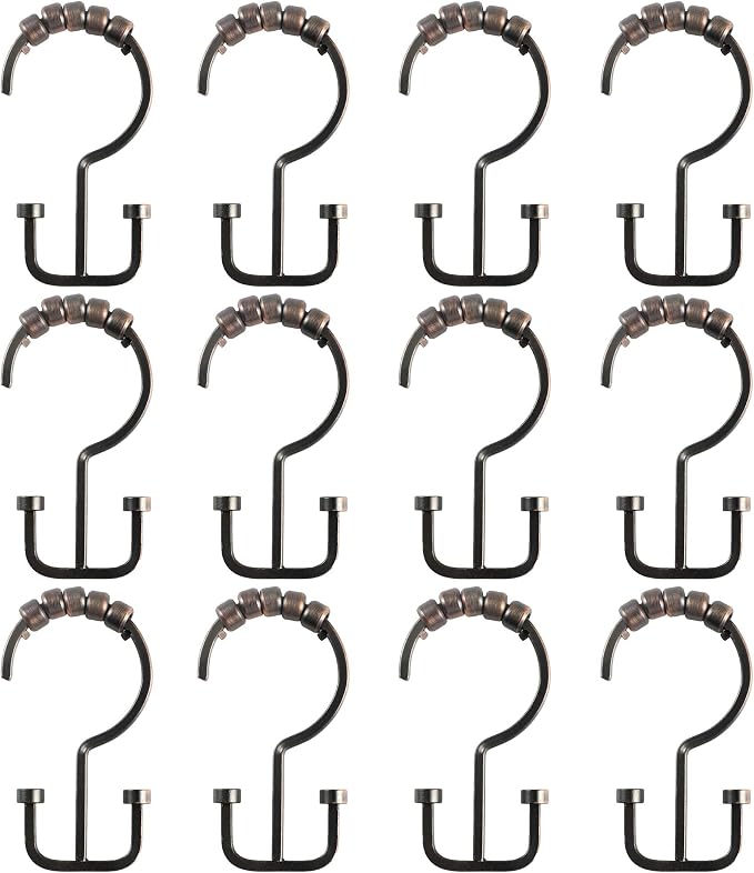 Utopia Alley HK1RB Deco Flat Double Roller Shower Curtain Hooks; Oil Rubbed - Image 5