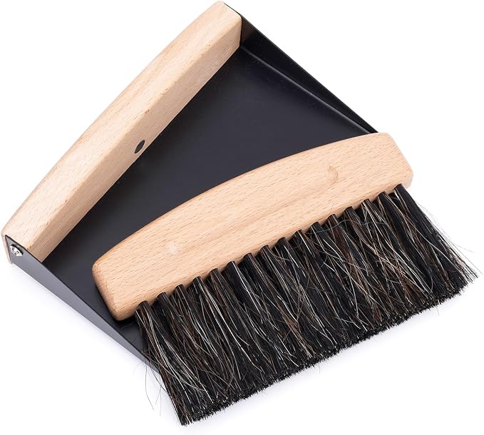 Desktop Broom and Dustpan Set, Mini Dustpan and Brush Set Wooden Handheld Broom by BOXOB