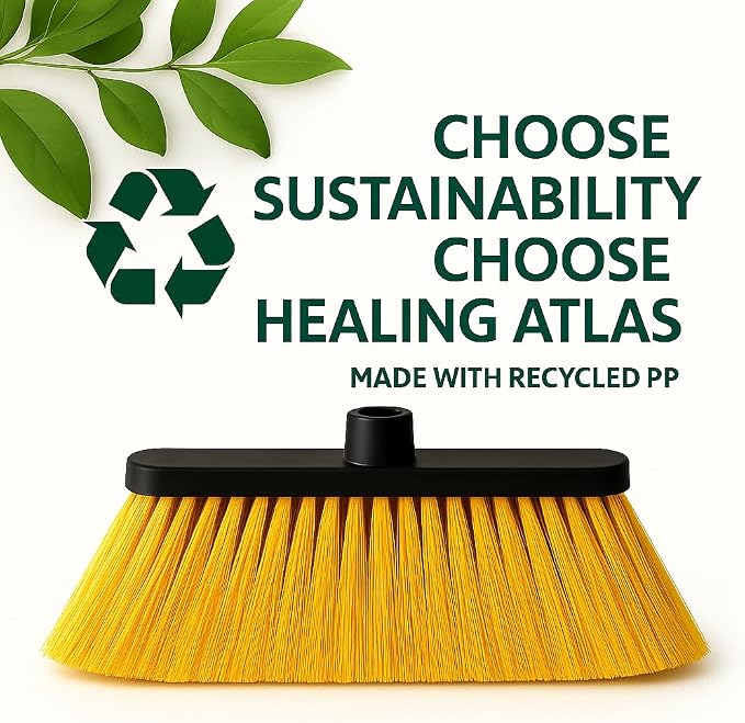LUZIA Yellow 14" Premium Broom Head – Extra Dense Soft Flagged Bristles – Deep - Image 7