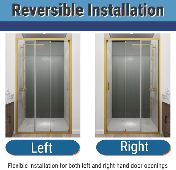 46" W x 78" H 3-Panels Sliding Shower Door, Shower Door Clear 6mm Tempered Glass - Image 6