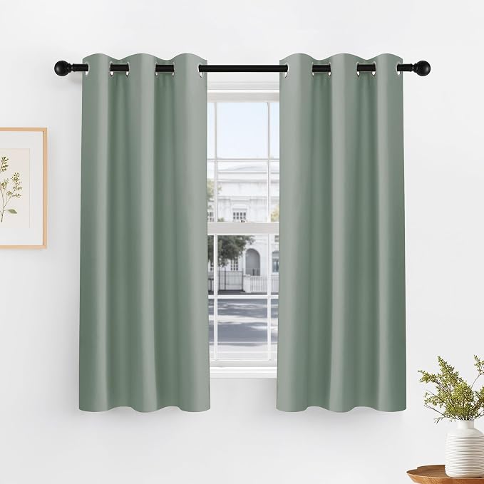 PONY DANCE Sage Green Small Curtains by PONYDANCE