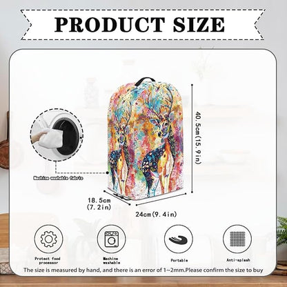 Colorful Deer Blender Dust Cover with Drawstring Stand Mixer or Coffee Maker Cover Anti Fingerprint Polyester Appliance for Home Vibrant Kitchen Decor
