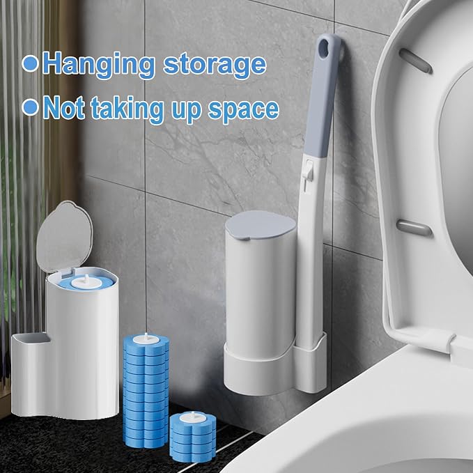 2 Pack Disposable Toilet Brush and Holder Set, Extended Handle - Image 6