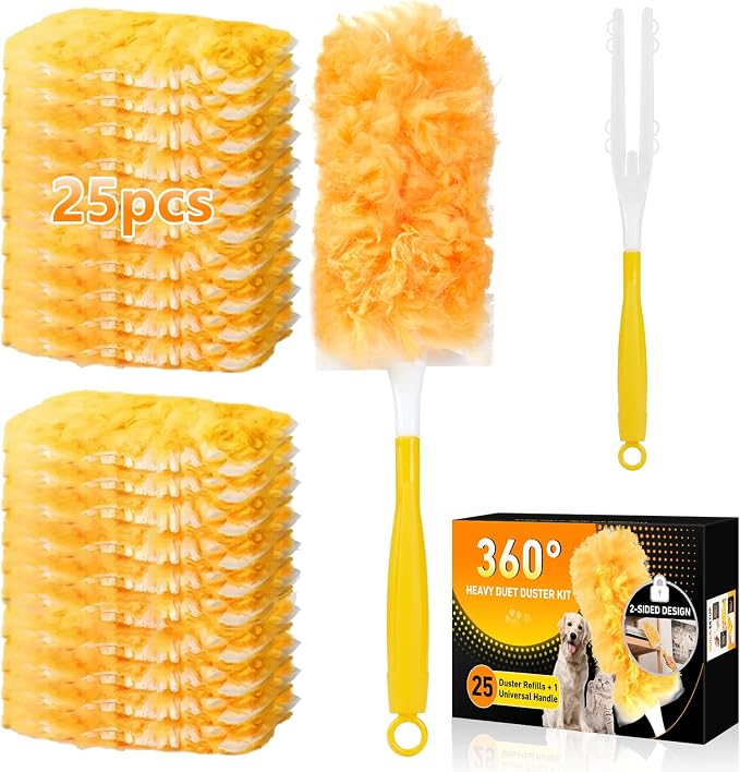 360° Duster Refills Kit for Swiffer Duster, 25 Pack & 1 Handle, Furniture and by Rokkibom
