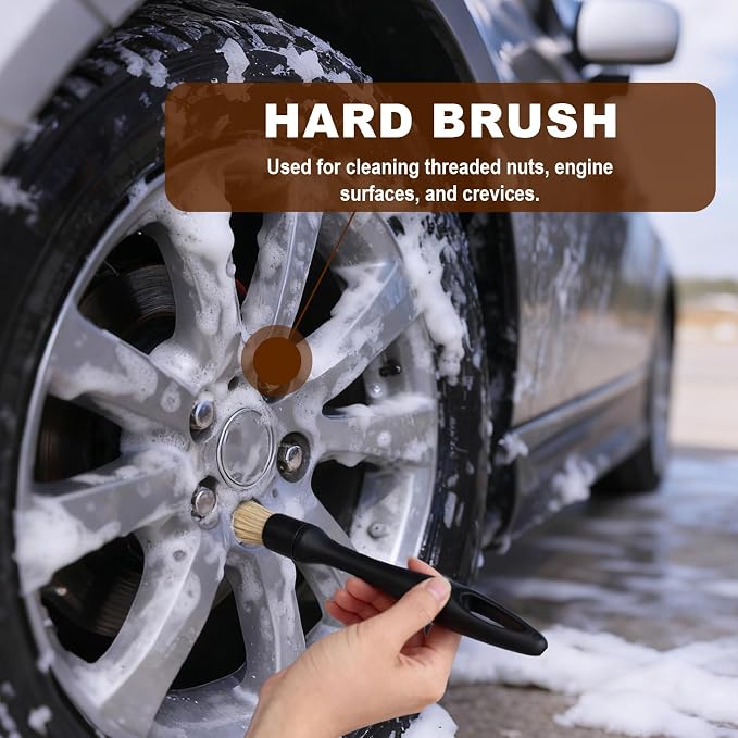 6pcs Car Detailing Brush Set, Soft Medium and Hard Bristle Automotive Cleaning - Image 7