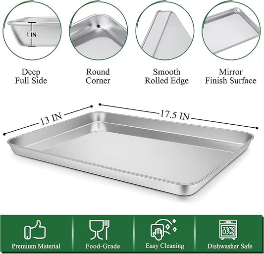 P&P CHEF 17.5 Inch Baking Sheet and Rack Set, Stainless Steel Cookie Sheets - Image 2