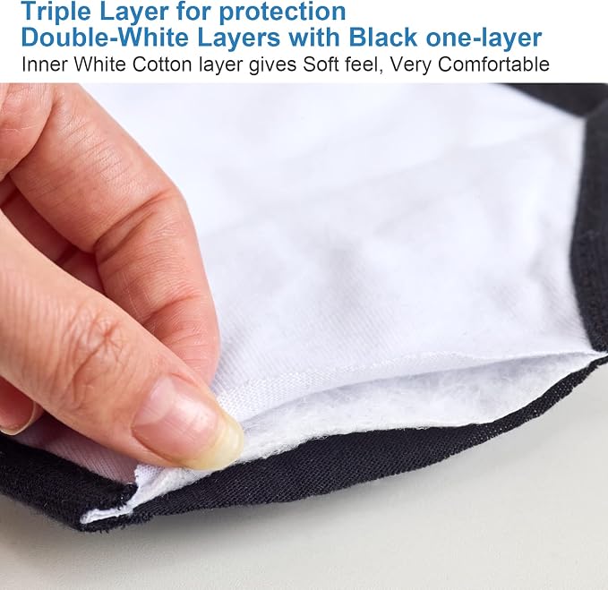 Pack 3 Black Cloth Dust Mouth Mask - Image 2