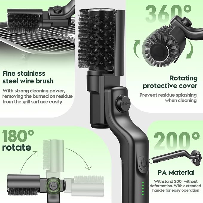 Juome Electric Grill Brush for Outdoor Grill, Cordless Rechargeable BBQ Grill - Image 3