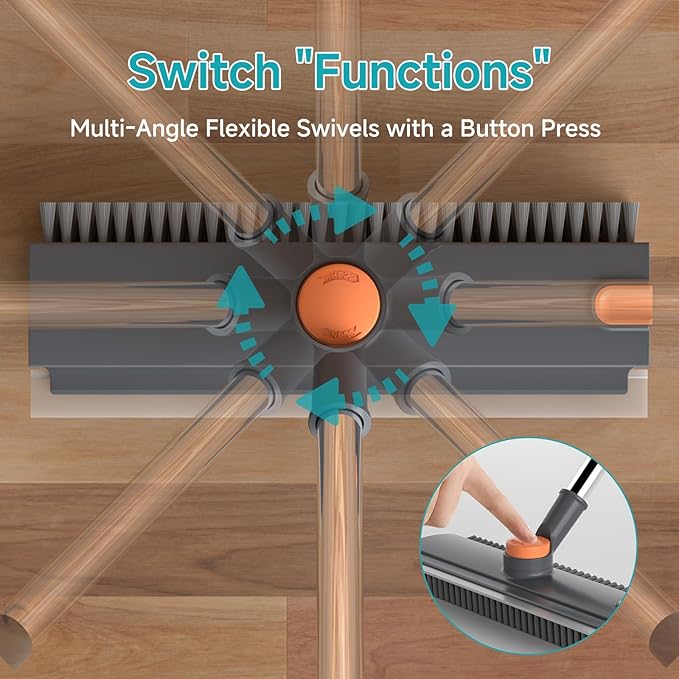 Floor Scrub Brush with Long Handle Length Adjustable, 3 in 1 Heavy-Duty Stiff - Image 4