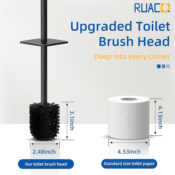 RUACQ Toilet Brush and Holder Set 2pcs, Square Toilet Bowl Brush - Image 8