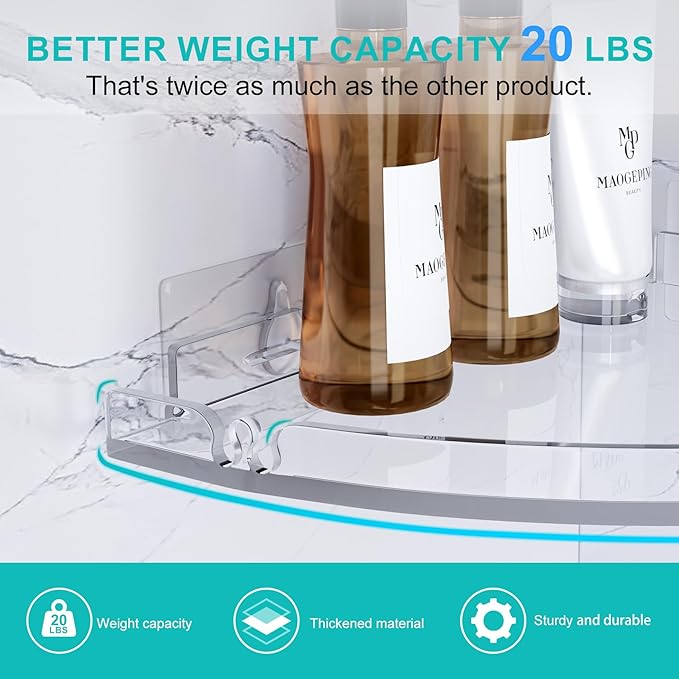Acrylic Corner Shower Shelves, Adhesive Shower Caddy Organizer - Image 4