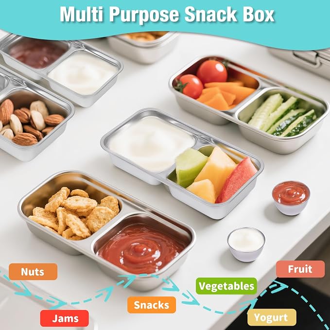 6 Pack Stainless Steel Snack Containers - Image 5