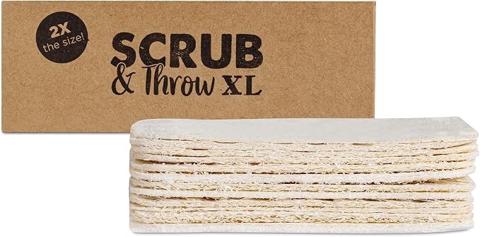 Scrub & Throw XL Scrub Sponges, All-Purpose Household Natural Loofah Sponges by ScrubThrow