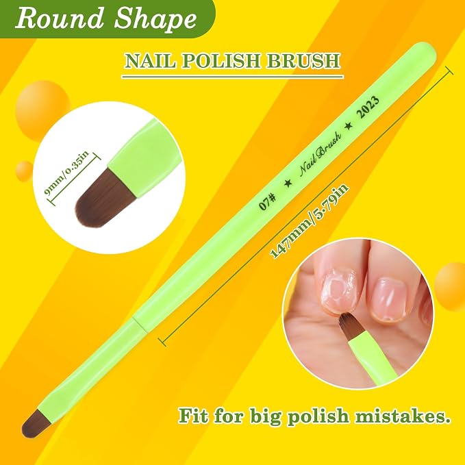 Fluorescent Green Nail Art Clean Up Brushes - Image 6