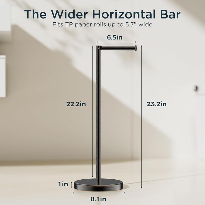 FORIOUS Toilet Paper Holder Stand, Modern Freestanding Tissue Roll Holder - Image 2