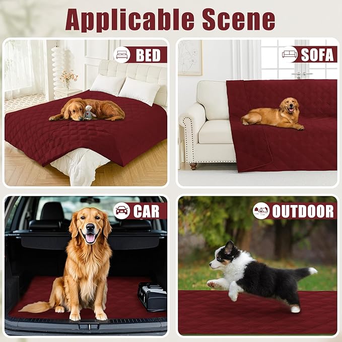 Smiry Waterproof Dog Bed Cover Blanket 40x70, Soft Reversible Pet Blanket, Washable Leakproof Cats Dogs Couch Cover for Sofa, Couch, Furniture, Lattice, Wine Red/Wine Red