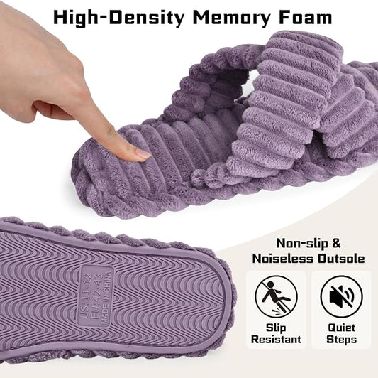 ZOORON Women's Cozy Slippers Crossbands & Durable Foam - Image 2