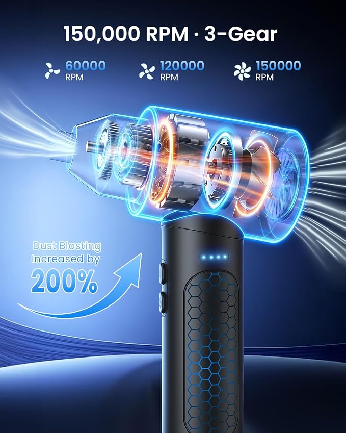 Electric Air Duster – 150000RPM Powerful Compressed Air Duster - Image 2