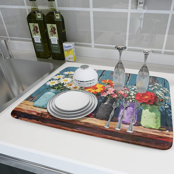 Spring Summer Floral Dish Drying Mat - Image 6
