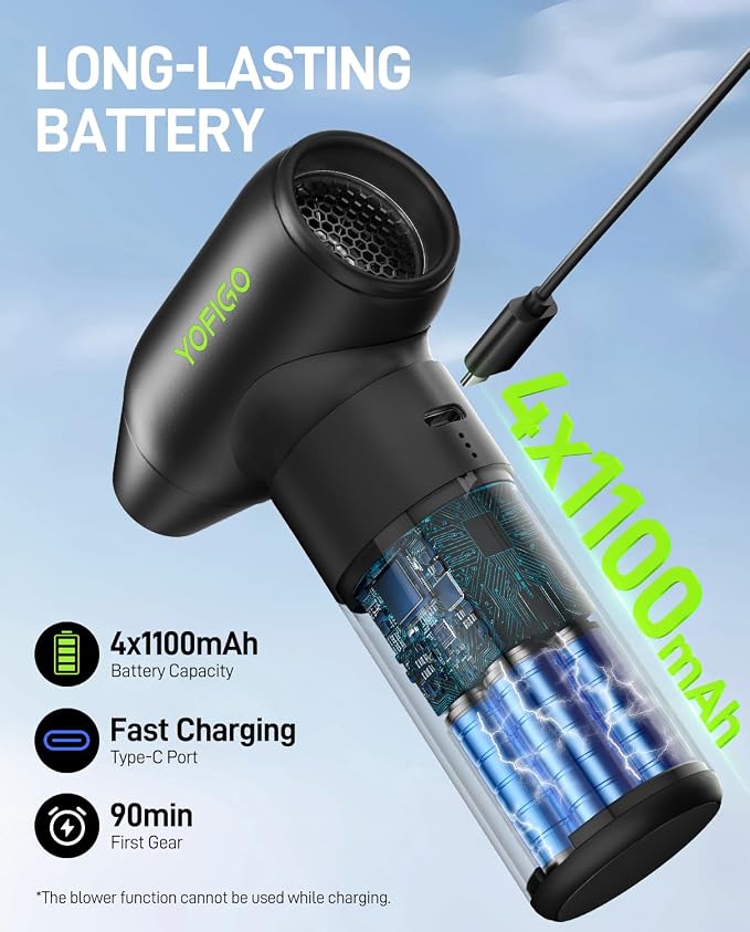 Electric Air Duster-150, 000 RPM 4-Gear Adjustable Aluminum Alloy Compressed - Image 2
