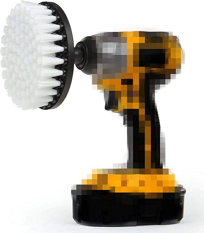Drill Brush 5 inch Soft Bristle White Quick Change Shaft by DUOSHIDA