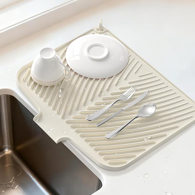 Belife Dish Drying Mat for Kitchen Counter, Silicone Dish Drainers Pad by Belife