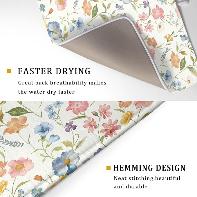 Khope Spring Dish Drying Mat for Kitchen Counter 18x24 Inch Summer Colorful - Image 3
