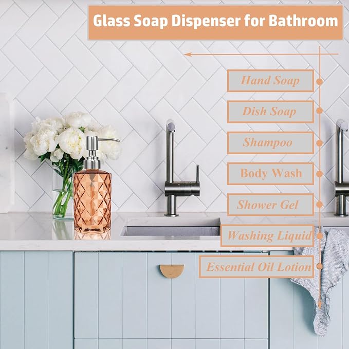 12Oz Amber Glass Soap Dispenser - Image 7