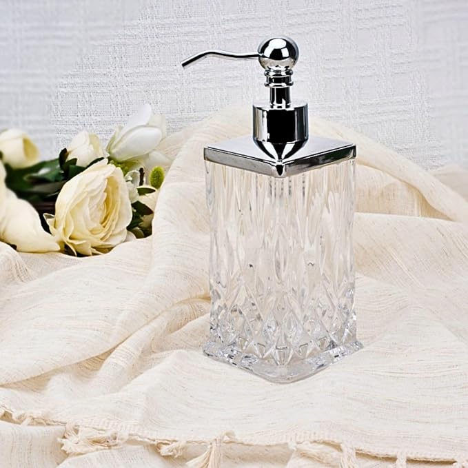 10Oz Clear Glass Soap Dispenser, Handcrafted Lead-Free Glass, Hand Sanitizer - Image 2