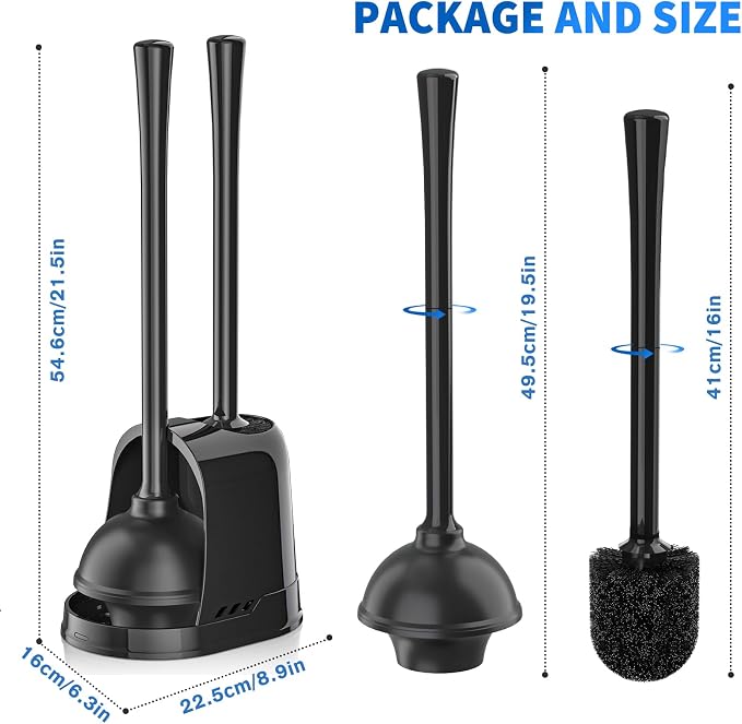 Toilet Plunger and Brush, Silicone Bowl Brush and Heavy Duty Toilet Plunger Set - Image 8