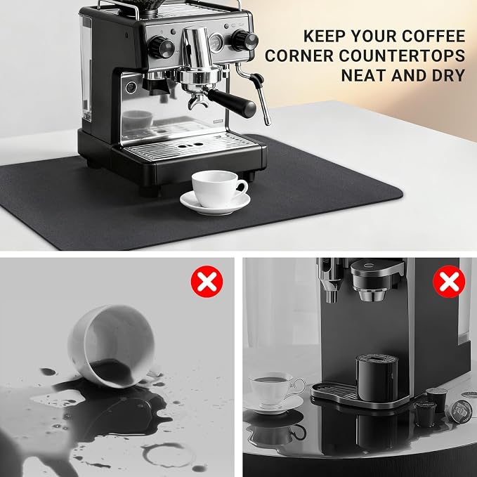 Coffee Station Mat 20x12 Inch, Absorbent Hide Stain Rubber Backed Dish Drying - Image 5