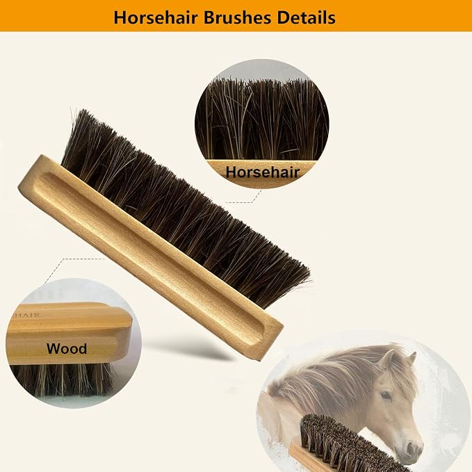 Horsehair Laundry Stain Brush 3 Pack Clothes Brush Shoes Soft Bristle Cleaning - Image 2