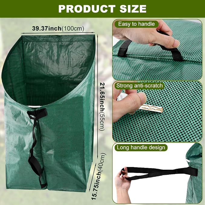 53 Gallon Leaf Collector, Large Yard Dustpan & Reusable Leaf Bag, Foldable - Image 3