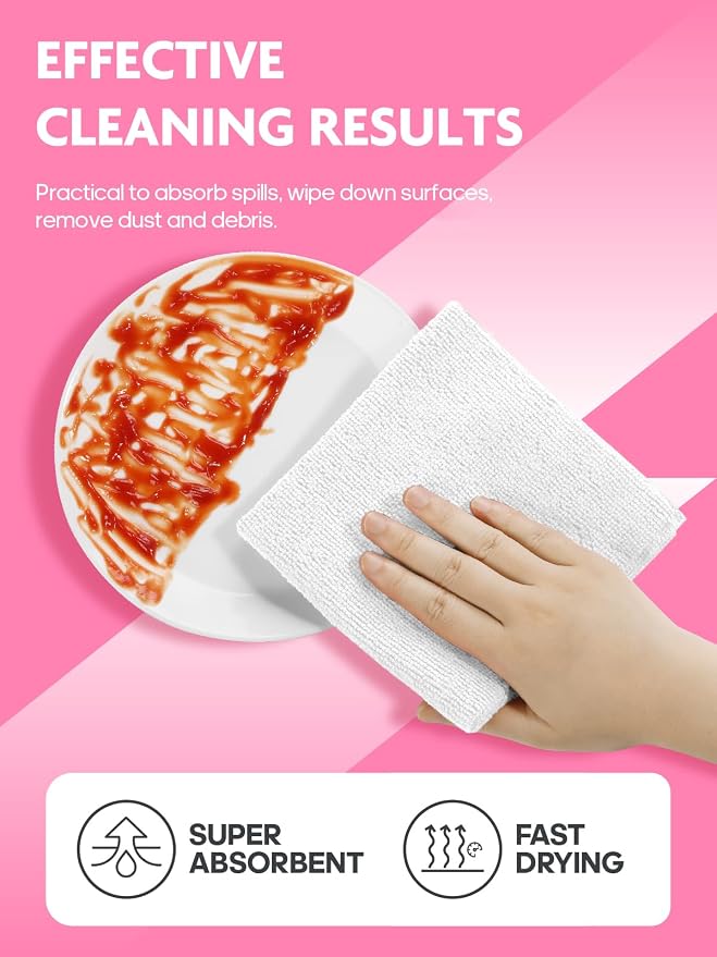 Tear-A-Rag Roll -50 Pack, 12 x 12 Microfiber Cleaning Cloth, Reusable Towels - Image 6