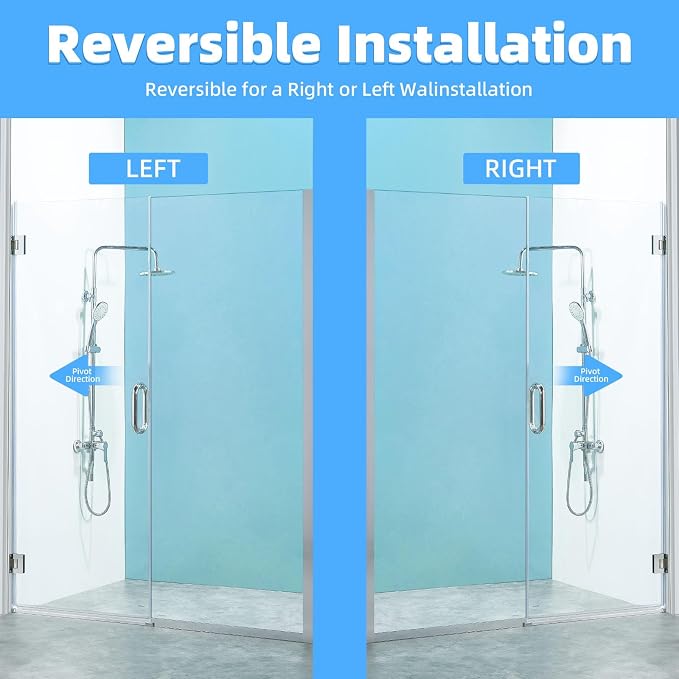 Pivot Shower Door, Adjustable Width 58.5-60" W x 76" H Shower Glass Door - Image 3