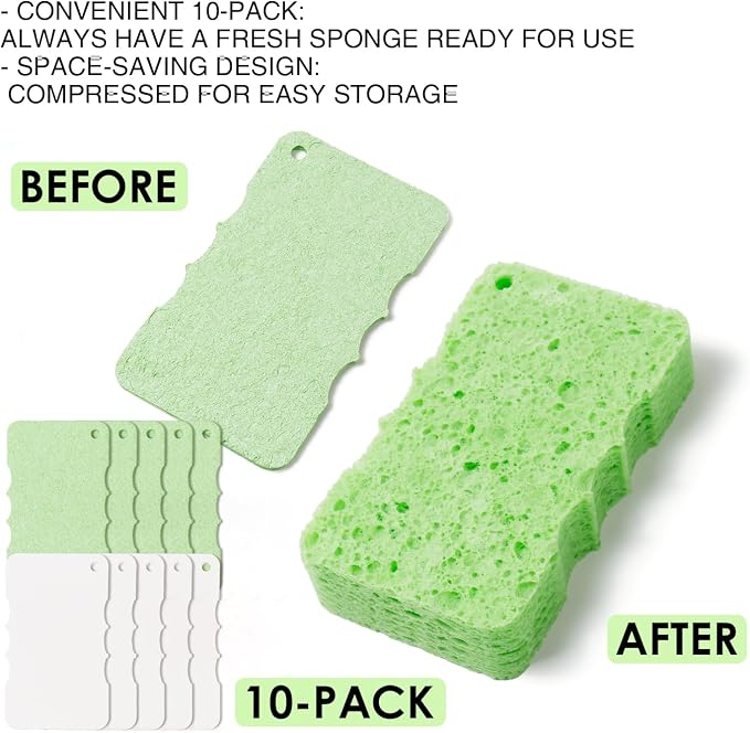 100% Natural Compressed Cellulose Bath Shower Loofah Travel Pack Foam Sponge - Image 3