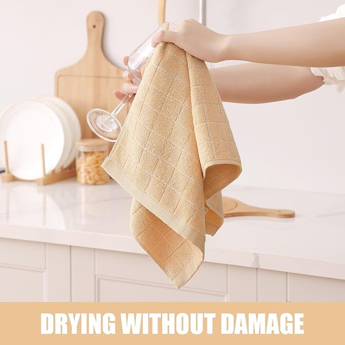 Homaxy 100% Cotton Terry Kitchen Towels, Checkered Designed, Soft and Super - Image 4