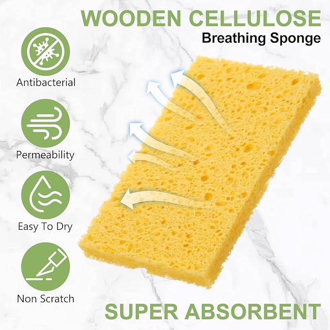 Zhengmy 300 Pieces Sponges Kitchen Compressed Sponges Bulk Natural Dish Sponge - Image 4