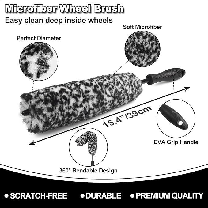 7Pcs Car Wheel Brush kit, Tire Brush, Wheel Cleaner Brush, Soft-bristled Rim - Image 2