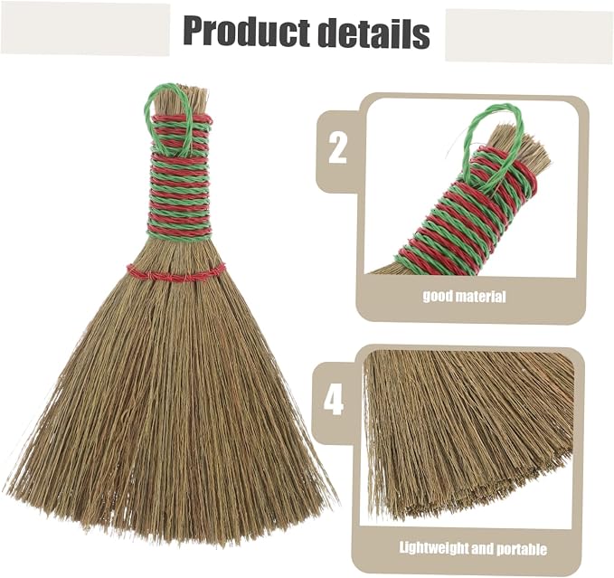OUNONA Natural Corn Broom with Handle Small Whisk Broom - Image 3