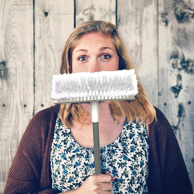 Floor Scrub Brush with Long Handle 54''- Stiff Bristle 2 in 1 Shower Scrubber - Image 3