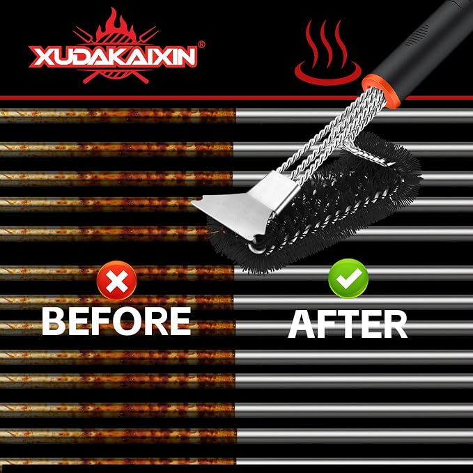 Grill Brush and Scraper, Safe Nylon Bristles Barbecue Triple Scrubbers Cleaning - Image 7