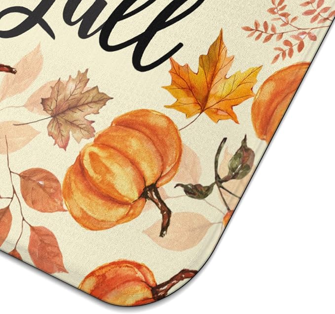 Fall Dish Drying Mat for Kitchen Counter, Autumn Pumpkin Maple Leaf Pattern - Image 6